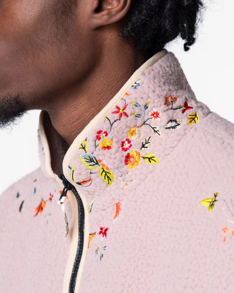 ADVISORY BOARD CRYSTALS - ABC. FLORAL EMBROIDERED FLEECE ZIP-UP