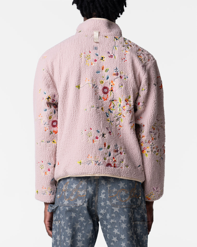 ADVISORY BOARD CRYSTALS - ABC. FLORAL EMBROIDERED FLEECE ZIP-UP